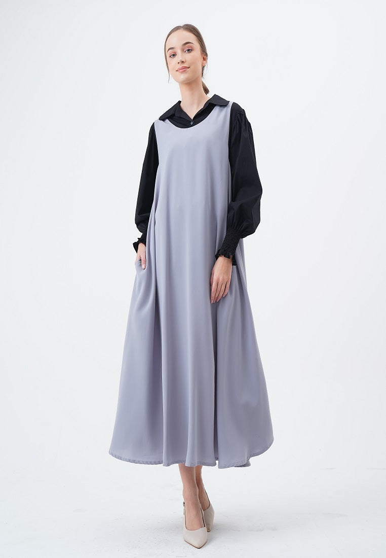Elaina Overall Dress New Color Light Grey