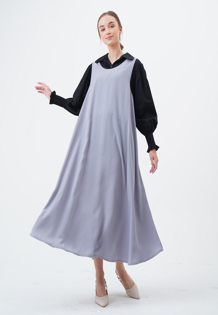 Elaina Overall Dress New Color Light Grey